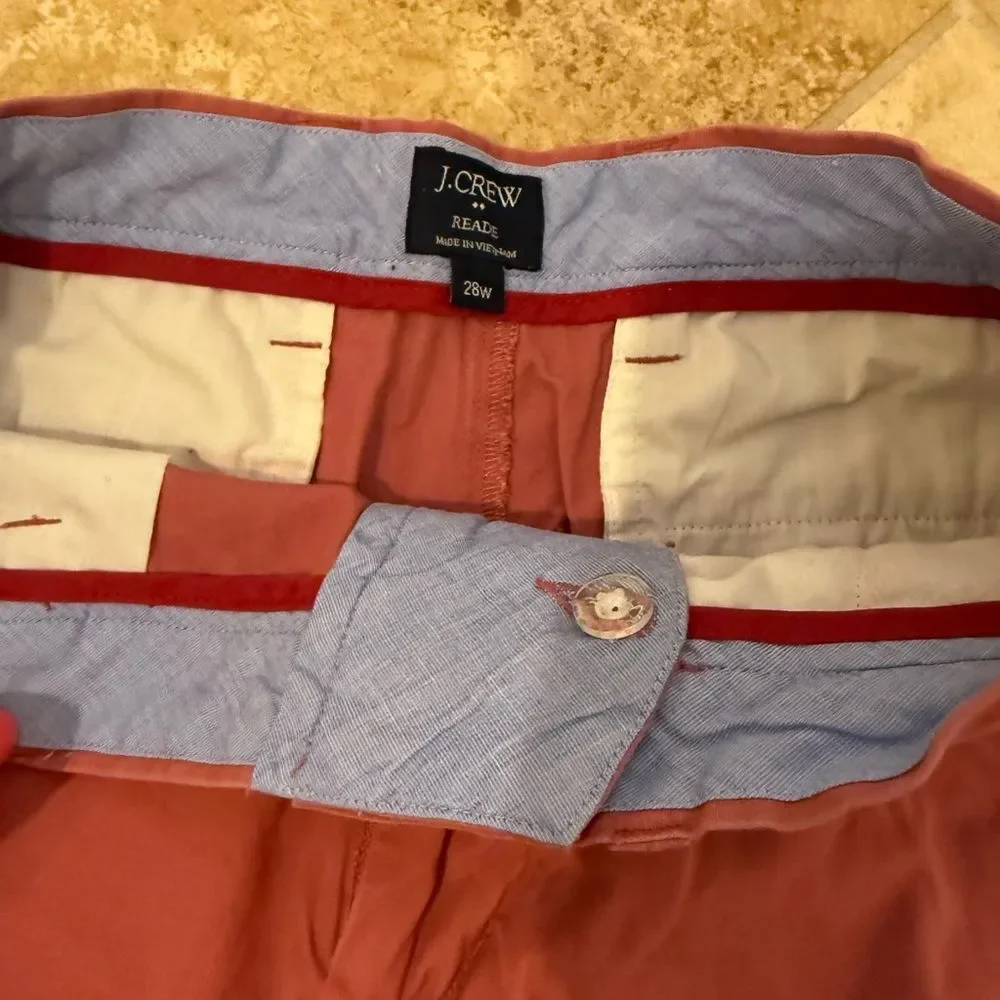 J. Crew Men's 28W Cotton Chino Shorts in Dusty Rose